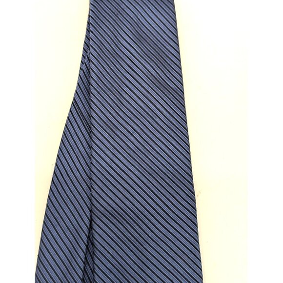 Daniel Cremieux Men Silk Necktie Two Tone Blue Narrow Stripe Standard 60 Inch - Picture 3 of 6